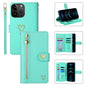Pour iPhone 12 Pro Max POLA Love Étui portefeuille en cuir avec fentes pour plusieurs cartes et fermeture éclair (vert clair)