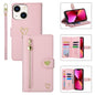 Pour iPhone 13, Étui portefeuille en cuir avec fermeture éclair et emplacements multiples pour cartes POLA Love (Rose)