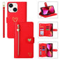 For iPhone 13 POLA Love Multi-Card Slots Zipper Wallet Leather Phone Case(Red)