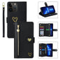 Pour iPhone 13 Pro POLA Love Étui portefeuille en cuir à fermeture éclair multi-cartes (noir)