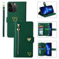 For iPhone 13 Pro POLA Love Multi-Card Slots Zipper Wallet Leather Phone Case(Dark Green)
