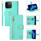 Pour iPhone 13 Pro POLA Love Étui portefeuille en cuir avec fentes multiples et fermeture éclair (Vert clair)