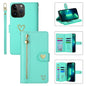 For iPhone 13 Pro Max POLA Love Multi-Card Slots Zipper Wallet Leather Phone Case(Light Green)