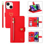 For iPhone 14 POLA Love Multi-Card Slots Zipper Wallet Leather Phone Case(Red)