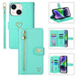 For iPhone 14 Plus POLA Love Multi-Card Slots Zipper Wallet Leather Phone Case(Light Green)