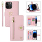 For iPhone 14 Pro POLA Love Multi-Card Slots Zipper Wallet Leather Phone Case(Pink)