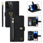 Pour iPhone 14 Pro POLA Love Étui portefeuille en cuir à fermeture éclair multi-cartes (noir)