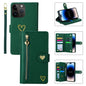 For iPhone 14 Pro POLA Love Multi-Card Slots Zipper Wallet Leather Phone Case(Dark Green)