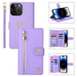 For iPhone 14 Pro POLA Love Multi-Card Slots Zipper Wallet Leather Phone Case(Purple)