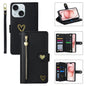 For iPhone 15 Plus POLA Love Multi-Card Slots Zipper Wallet Leather Phone Case(Black)