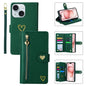 For iPhone 15 Plus POLA Love Multi-Card Slots Zipper Wallet Leather Phone Case(Dark Green)