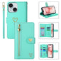 For iPhone 15 Plus POLA Love Multi-Card Slots Zipper Wallet Leather Phone Case(Light Green)