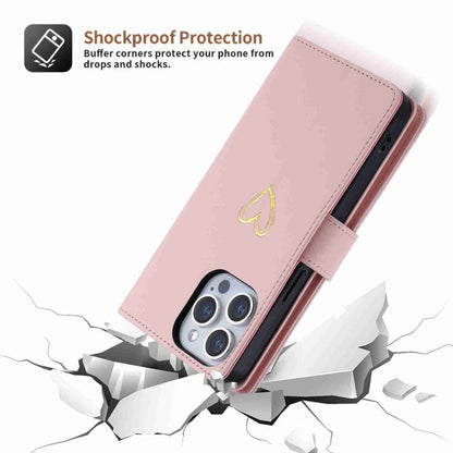 For iPhone 15 Pro POLA Love Multi-Card Slots Zipper Wallet Leather Phone Case(Pink)
