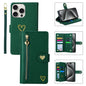 For iPhone 15 Pro POLA Love Multi-Card Slots Zipper Wallet Leather Phone Case(Dark Green)