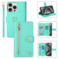For iPhone 15 Pro POLA Love Multi-Card Slots Zipper Wallet Leather Phone Case(Light Green)