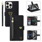 For iPhone 15 Pro Max POLA Love Multi-Card Slots Zipper Wallet Leather Phone Case(Black)
