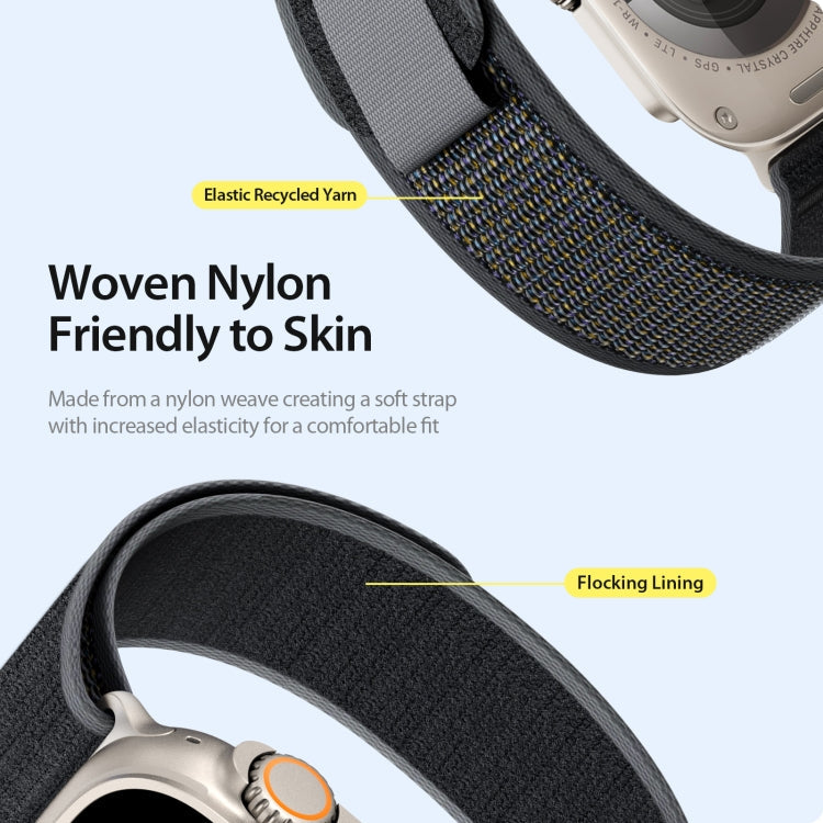 For Apple Watch 46mm / 49mm / 45mm / 44mm DUX DUCIS YJ Series Nylon Watch Band(Black Grey)