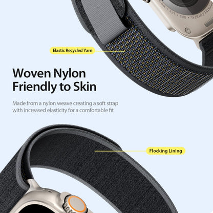 For Apple Watch 46mm / 49mm / 45mm / 44mm DUX DUCIS YJ Series Nylon Watch Band(Black Grey)