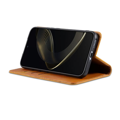 For Xiaomi 14T Pro AZNS Magnetic Calf Texture Flip Leather Phone Case(Light Brown)