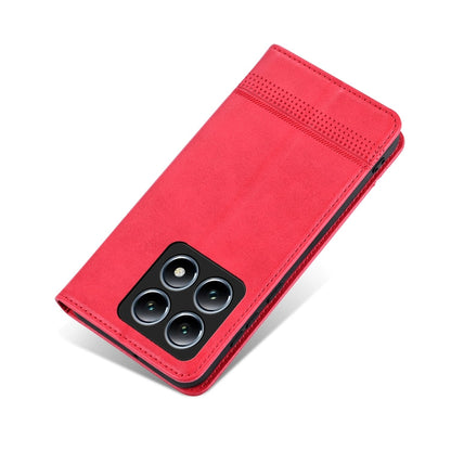 For Xiaomi 14T AZNS Magnetic Calf Texture Flip Leather Phone Case(Red)