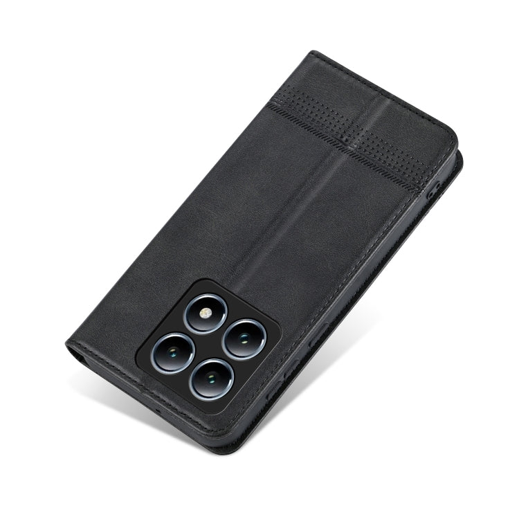 For Xiaomi 14T AZNS Magnetic Calf Texture Flip Leather Phone Case(Black)