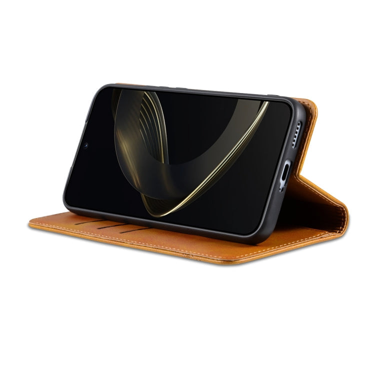 For Xiaomi 14T AZNS Magnetic Calf Texture Flip Leather Phone Case(Light Brown)