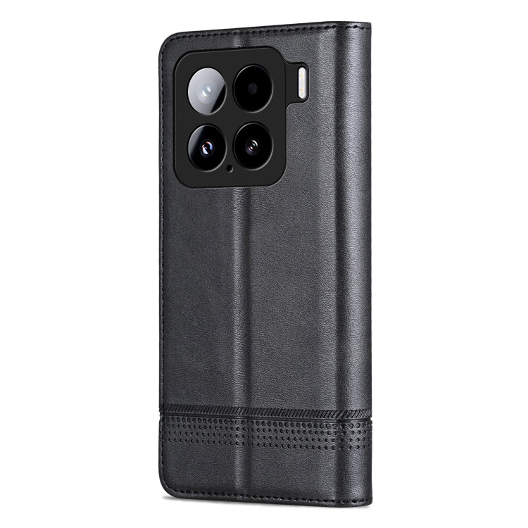 Pour Xiaomi 15 Étui de Téléphone à Rabat en Cuir avec Texture de Veau Magnétique AZNS (Noir)