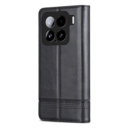 Pour Xiaomi 15 Étui de Téléphone à Rabat en Cuir avec Texture de Veau Magnétique AZNS (Noir)