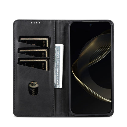 Pour Xiaomi 15 Étui de Téléphone à Rabat en Cuir avec Texture de Veau Magnétique AZNS (Noir)