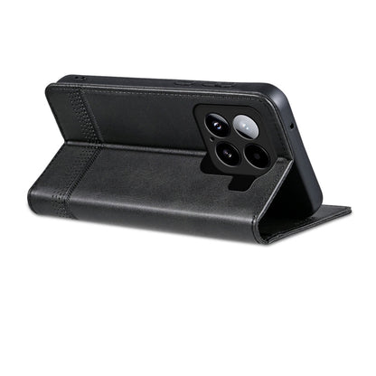 Pour Xiaomi 15 Étui de Téléphone à Rabat en Cuir avec Texture de Veau Magnétique AZNS (Noir)