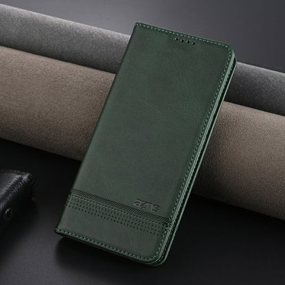 For Xiaomi 15 AZNS Magnetic Calf Texture Flip Leather Phone Case(Dark Green)