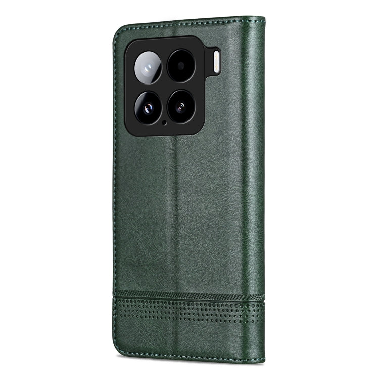 For Xiaomi 15 AZNS Magnetic Calf Texture Flip Leather Phone Case(Dark Green)