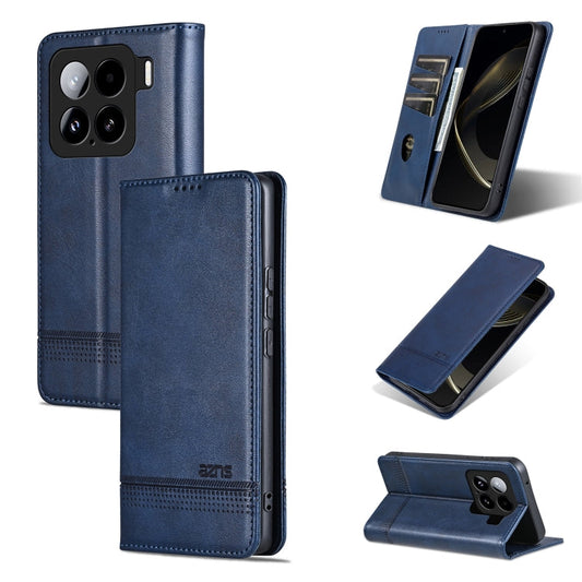 For Xiaomi 15 AZNS Magnetic Calf Texture Flip Leather Phone Case(Dark Blue)