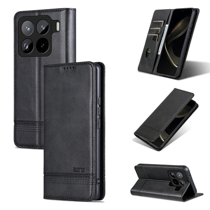 For Xiaomi 15 Pro AZNS Magnetic Calf Texture Flip Leather Phone Case(Black)