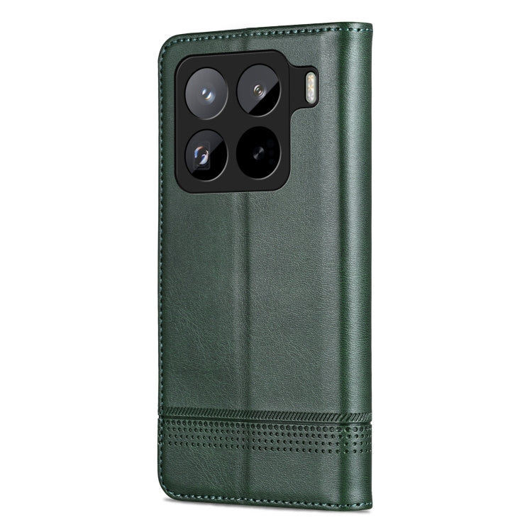 For Xiaomi 15 Pro AZNS Magnetic Calf Texture Flip Leather Phone Case(Dark Green)