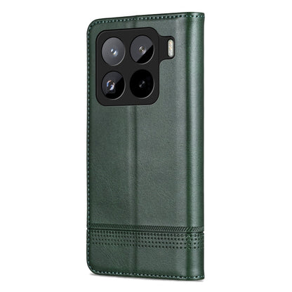 For Xiaomi 15 Pro AZNS Magnetic Calf Texture Flip Leather Phone Case(Dark Green)