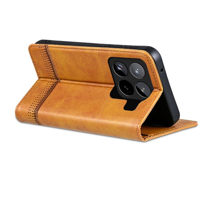 For Xiaomi 15 Pro AZNS Magnetic Calf Texture Flip Leather Phone Case(Light Brown)
