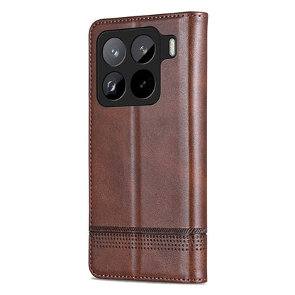 For Xiaomi 15 Pro AZNS Magnetic Calf Texture Flip Leather Phone Case(Dark Brown)