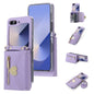 Pour Samsung Galaxy Z Flip6 POLA Étui portefeuille zippé avec boucle Love et plusieurs emplacements pour cartes (violet)