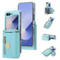 Pour Samsung Galaxy Z Flip6 POLA Amour Boucle Multi-fentes pour cartes Étui de téléphone portefeuille à fermeture éclair (bleu)