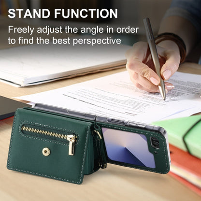 For Samsung Galaxy Z Flip6 POLA Love Buckle Multi-Card Slots Zipper Wallet Phone Case(Green)