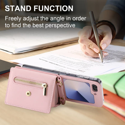 For Samsung Galaxy Z Flip6 POLA Love Buckle Multi-Card Slots Zipper Wallet Phone Case(Pink)