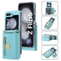 Pour Samsung Galaxy Z Flip5 Étui Portefeuille Zippé Multi-Cartes POLA Love Buckle (Bleu)