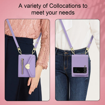 Pour Samsung Galaxy Z Flip4 POLA Love Buckle Multi-Card Slots Zipper Wallet Étui Téléphone (Violet)