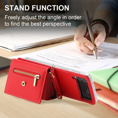 For Samsung Galaxy Z Flip4 POLA Love Buckle Multi-Card Slots Zipper Wallet Phone Case(Red)