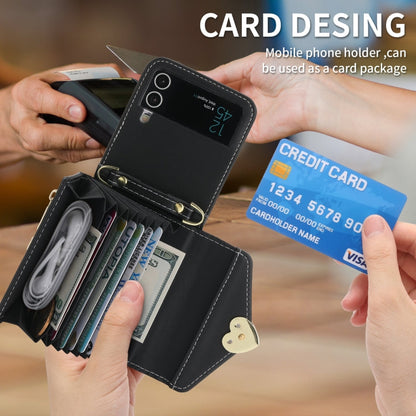 Pour Samsung Galaxy Z Flip4 POLA Love Buckle Multi-Card Slots Zipper Wallet Étui Téléphone (Noir)