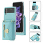 For Samsung Galaxy Z Flip3 5G POLA Love Buckle Multi-Card Slots Zipper Wallet Phone Case(Blue)