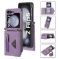 Pour Samsung Galaxy Z Flip5, étui portefeuille avec fermeture éclair et fentes multiples pour cartes, toucher peau de Pola (Violet)