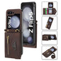 Pour Samsung Galaxy Z Flip5, étui portefeuille avec fermeture éclair et fentes multiples pour cartes, toucher peau (marron)