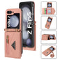 For Samsung Galaxy Z Flip5 POLA Skin Feel Multi-Card Slots Zipper Wallet Phone Case(Rose Gold)